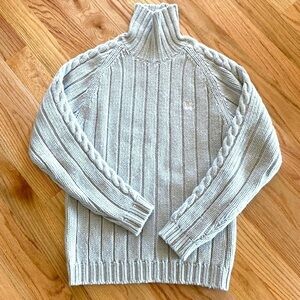 OXBOW Cable knit Sweater Womens L Turtleneck Wool winter Stone quiet Luxury